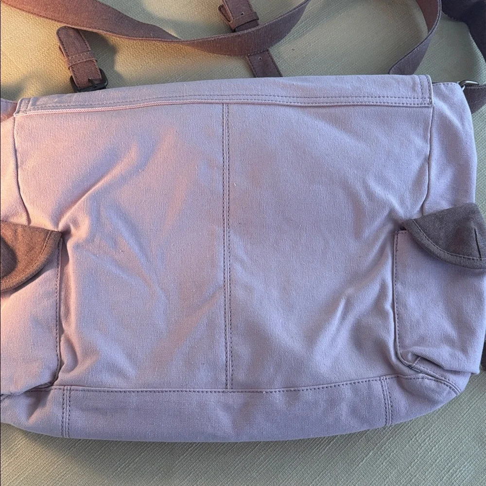 Mona B Pink and Tan Signature Canvas Messenger Computer Bag Tote